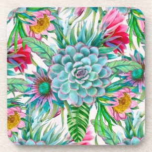 Succulents tropical garden coaster