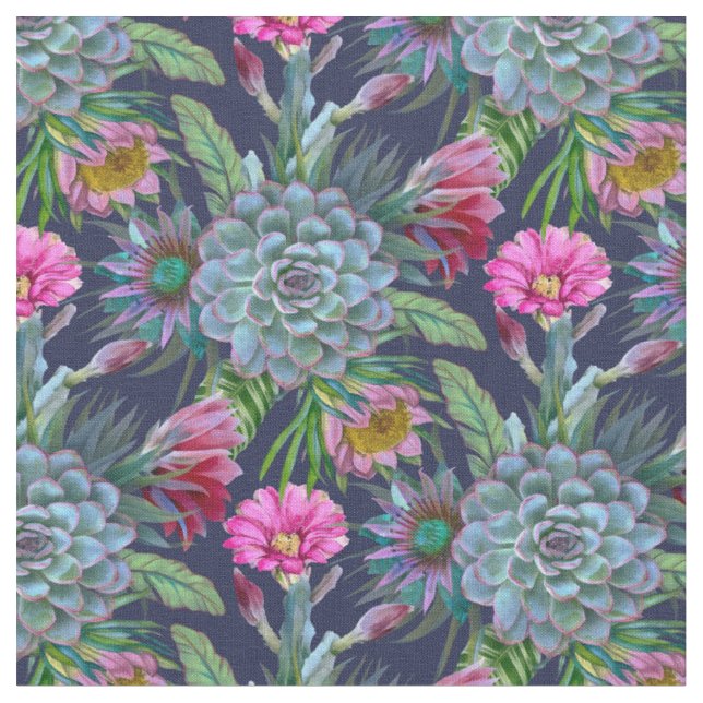Succulents Tropical Garden Fabric (Close Up)