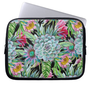 Succulents tropical garden laptop sleeve