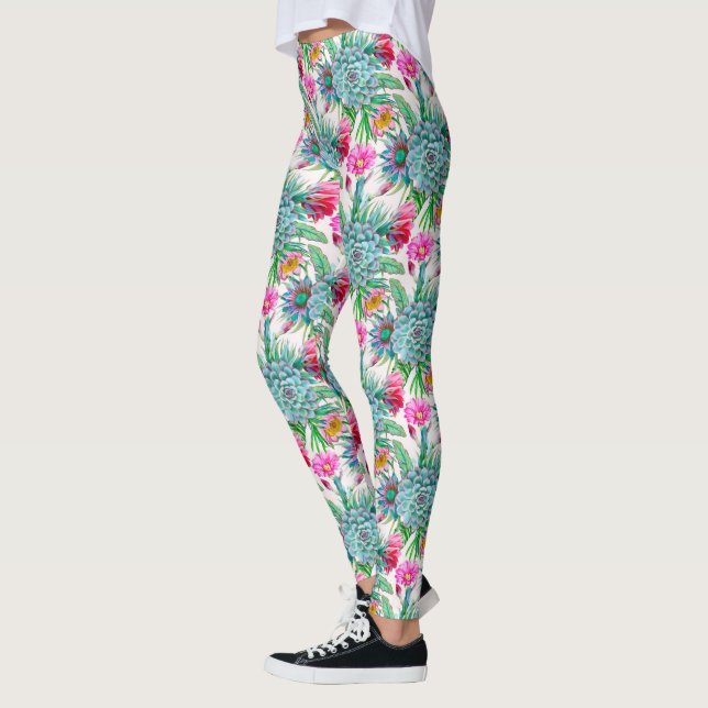 Succulents tropical garden leggings (Left)