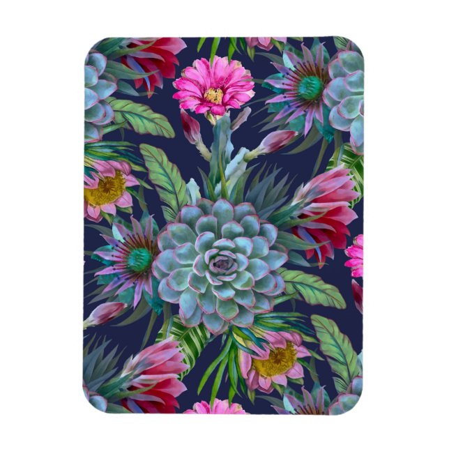 Succulents tropical garden magnet (Vertical)