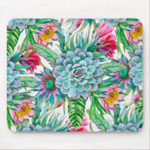 Succulents tropical garden mouse mat