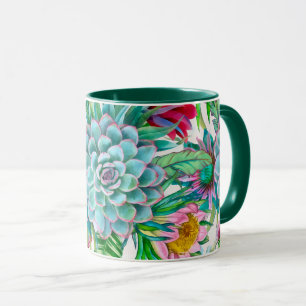 Succulents tropical garden mug