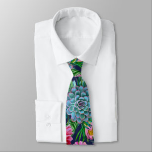 Succulents Tropical Garden Tie