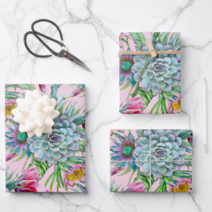 Succulents Tropical Garden Wrapping Paper Sheet