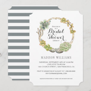 Succulents, Twigs and Stones   Bridal Shower Invitation