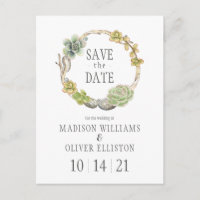 Succulents, Twigs and Stones | Save the Date