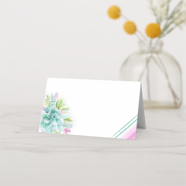 Succulents watercolor art place cards (Front)