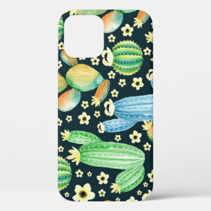 Succulents Watercolor Cactus Floral Pattern iPhone 12 Case