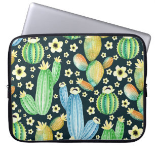 Succulents Watercolor Cactus Floral Pattern Laptop Sleeve