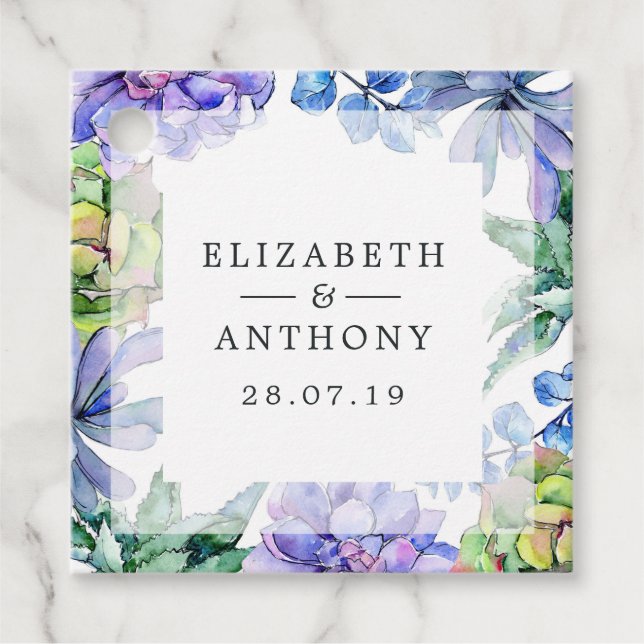 Succulents Wedding Favour Tags (Front)