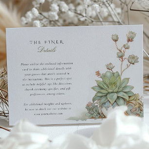 Succulents Wedding Information Card Vintage