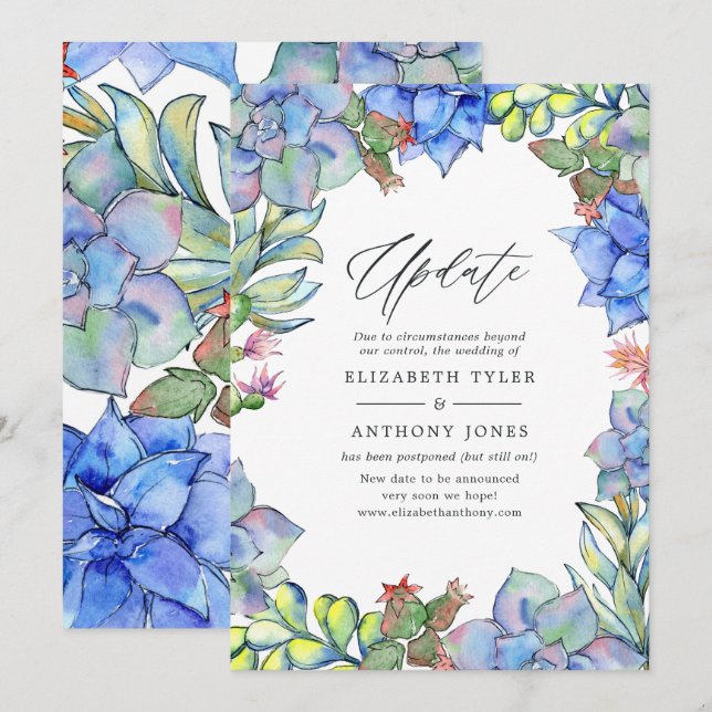 Succulents Wedding Update Invitation (Front/Back)