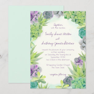 Succulents Wedding Watercolor Invitation