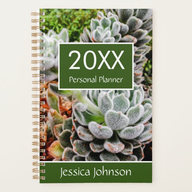 Succulents Weekly Monthly Personalised Personal Planner (Front)