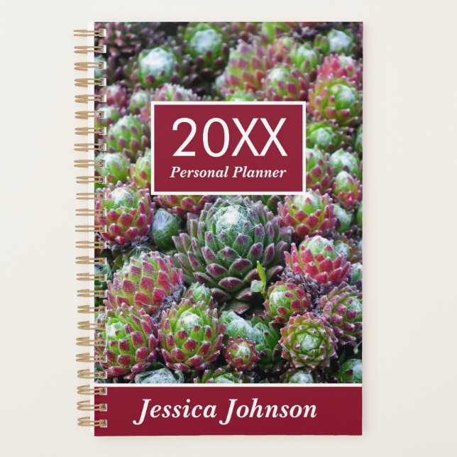 Succulents Weekly Monthly Personalised Personal    Planner (Front)