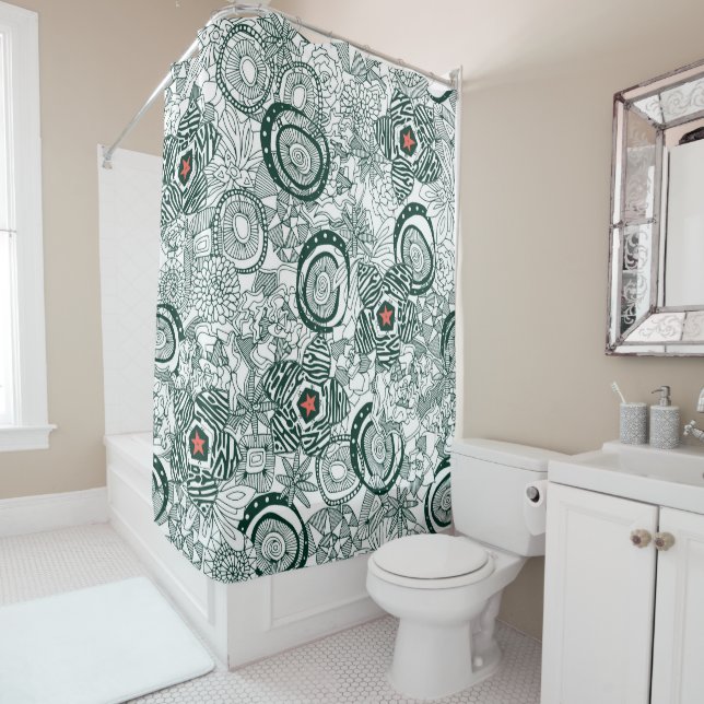 succulents white green rhubarb star shower curtain (In Situ)