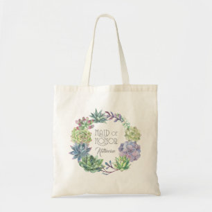Succulents Wreath Maid of Honour ID517 Tote Bag