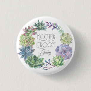 Succulents Wreath Mother of the Groom ID517 3 Cm Round Badge