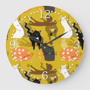 Such different cats. large clock