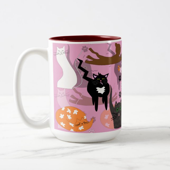 Such different cats. Two-Tone coffee mug (Left)