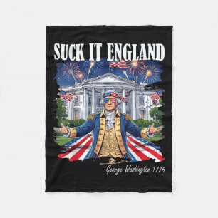 Suck England Funny 4th Of July George Washington Fleece Blanket