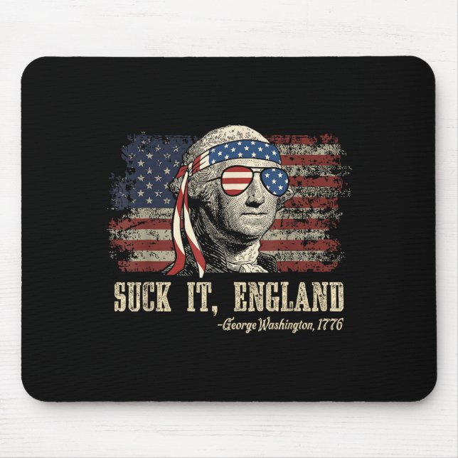 Suck england funny 4th of july george washington mouse mat (Front)