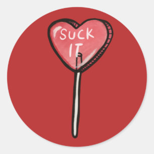 Suck it Anti Valentine Heart Sucker Classic Round Sticker