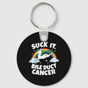 Suck It Bile Duct Cancer Fun Quote Unicorn Rainbow Key Ring
