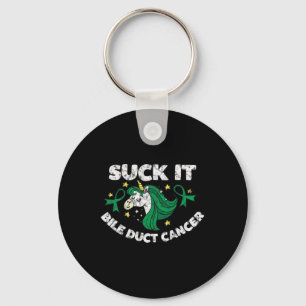 Suck It Bile Duct Cancer Fun Quote With Unicorn 1  Key Ring