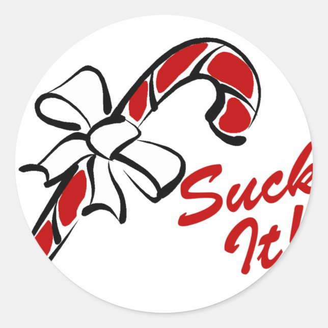 Suck It Candy Cane Classic Round Sticker (Front)