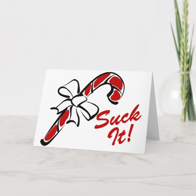 Suck It Candy Cane Holiday Card (Front)