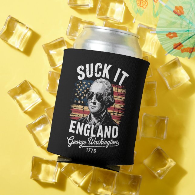 Suck It England 4th of July George Washington 1776 Can Cooler (In Situ Summer)