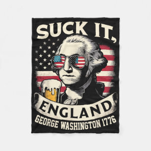 Suck It England Merica Flag 4th Of July Patriotic Fleece Blanket