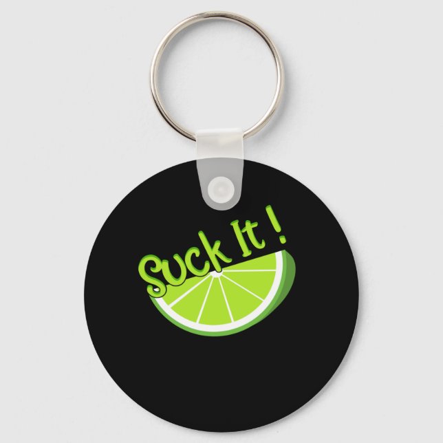 Suck It Mexican Green Lime Slice Lemon Love Key Ring (Front)