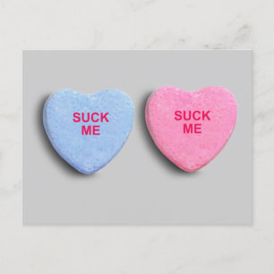 SUCK ME CANDY HEART POSTCARD