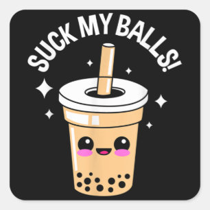 Suck My Balls Boba Square Sticker