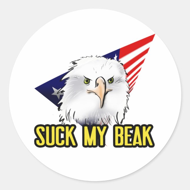 Suck My Beak American Eagle Humour Classic Round Sticker (Front)