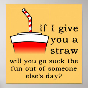 Suck The Fun Out Funny Poster Sign