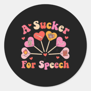 Sucker For Speech Slp Valentine Speech Language Pa Classic Round Sticker