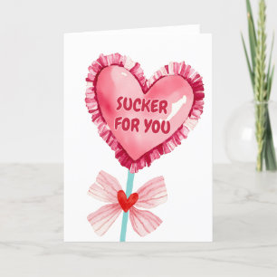 Sucker for You Valentines Day Watercolor Thank You Card