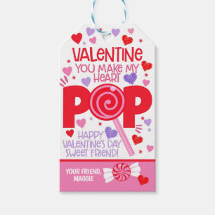 Sucker Valentine You make my Heart POP Favour Tag