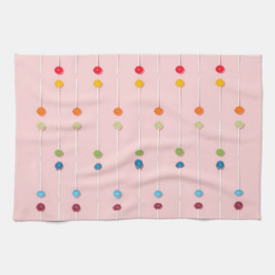 Suckers Lollypop Candy Rainbow Tea Towel
