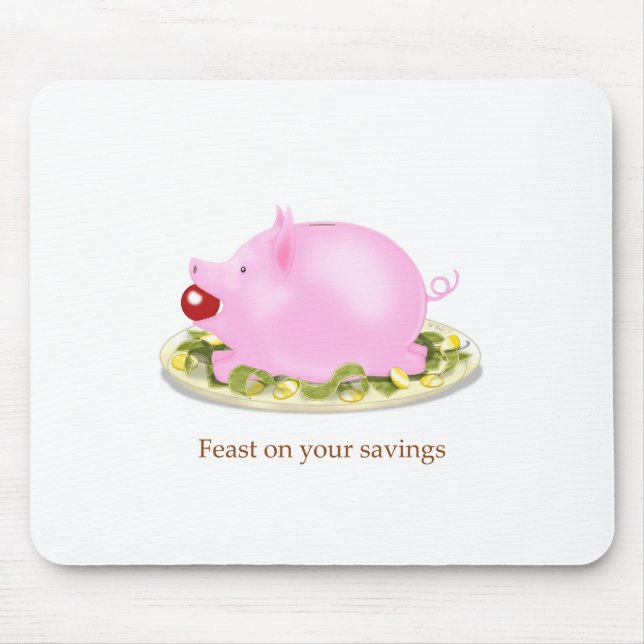 Suckling Piggy Bank on a Bed of Money Mouse Mat (Front)