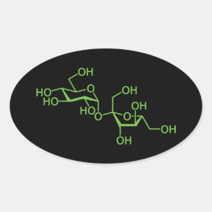 Sucrose Sugar Molecule Chemical Diagram Oval Sticker