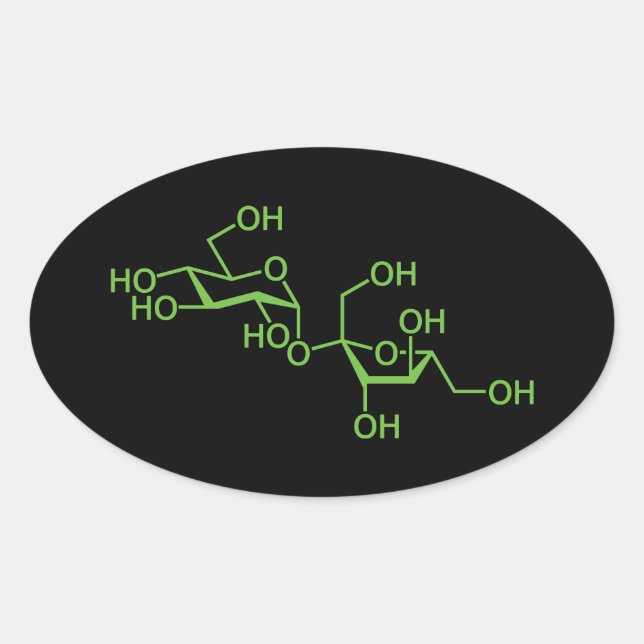 Sucrose Sugar Molecule Chemical Diagram Oval Sticker (Front)