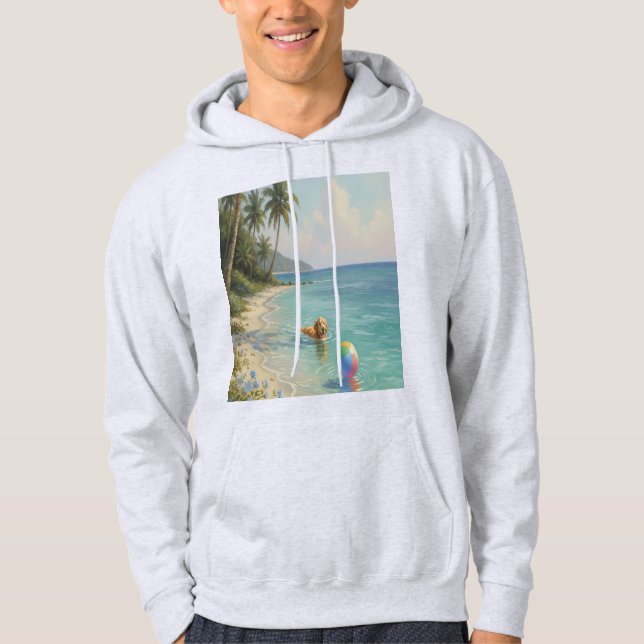 Sudadera perro nadando en la playa  hoodie (Front)