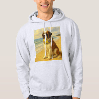 Sudadera perro San Bernardo en la playa a pintura Hoodie
