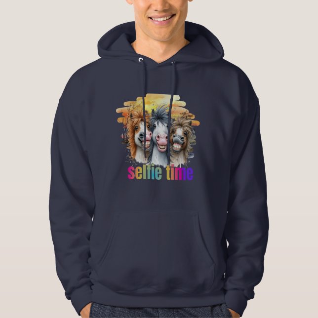 Sudaderas,Horse meme funny horses on a selfie Hoodie (Front)