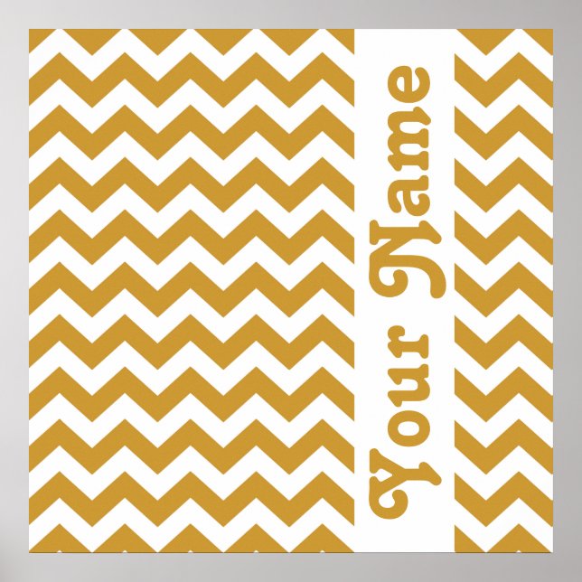 Sudan Brown Safari Chevron with custom text Poster (Front)